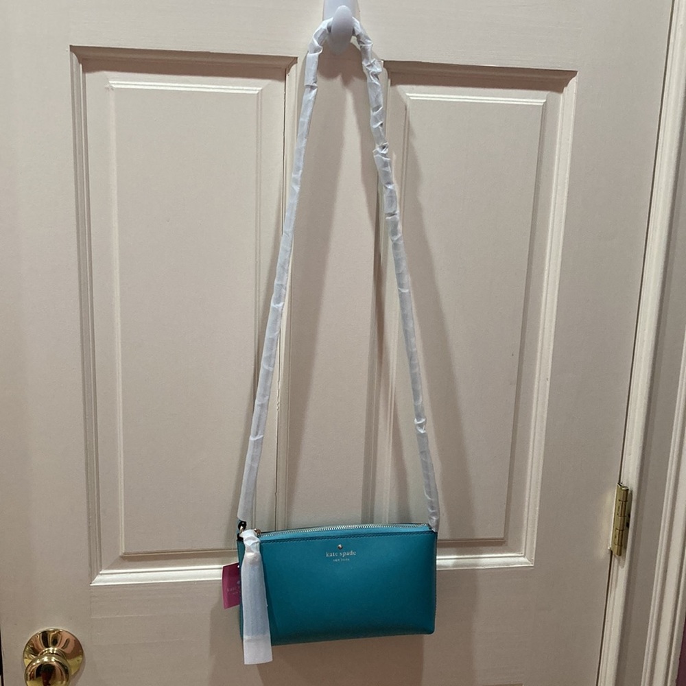 NWT Kate Spade Amy Ivy Street Tassel Stone Blue Crossbody Purse Bag - Picture 13 of 15